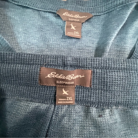 Eddie Bauer teal waffle knit pajama set Size 2X (P1) - Picture 9 of 10